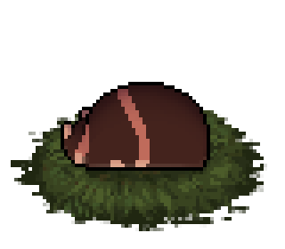 Pixel art of a slugcat's back. It is dark red with a couple of pale pink-red stripes.